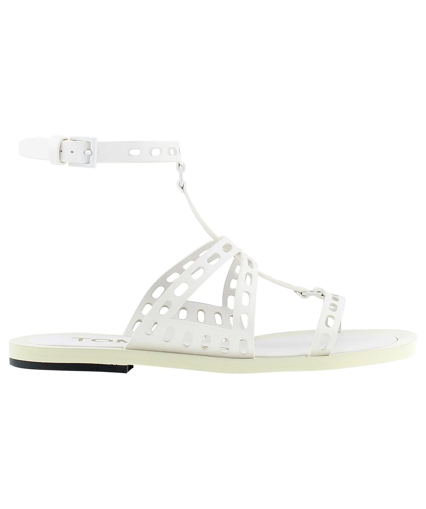 Perforated Flat Leather Sandals