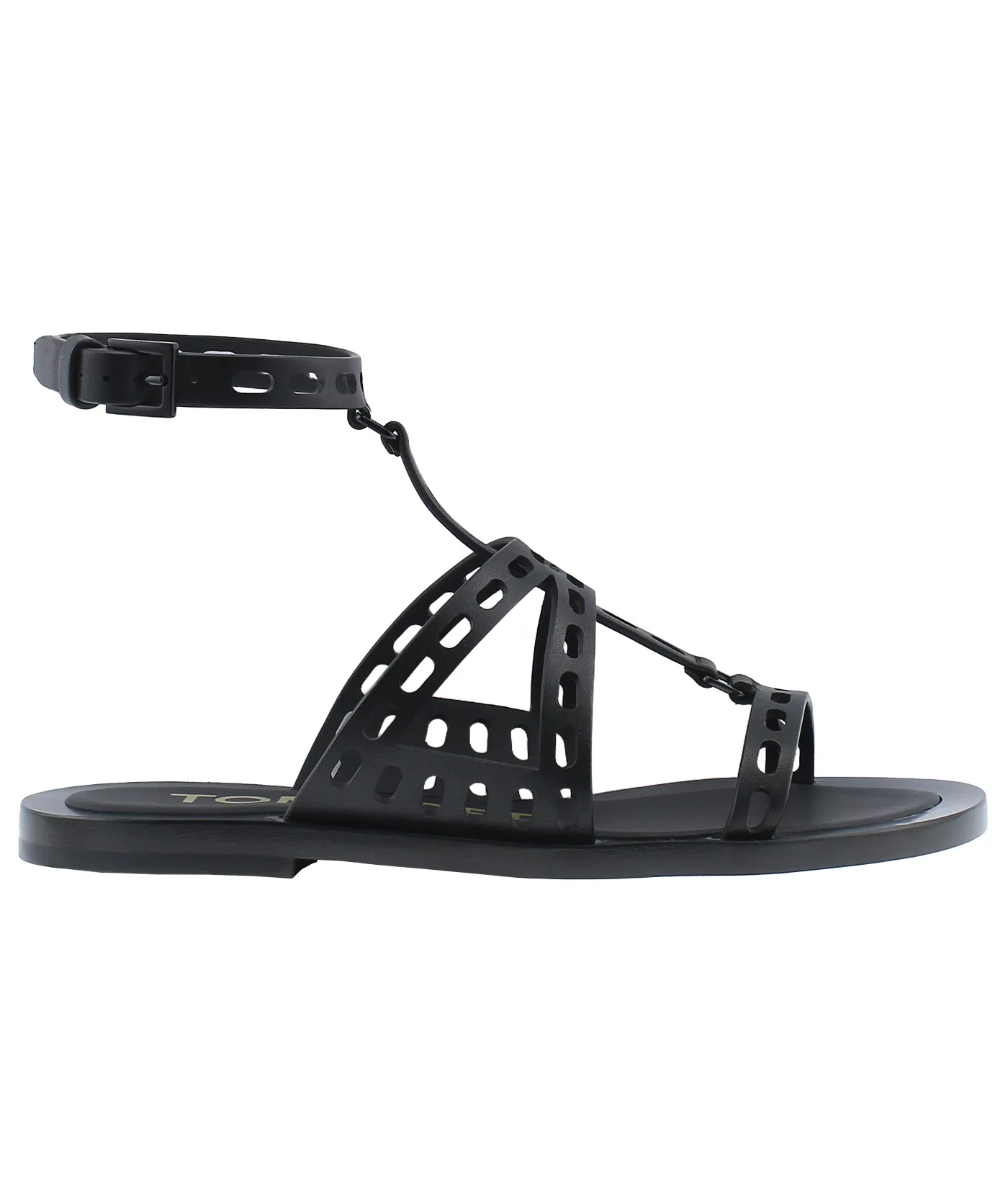 Perforated Flat Leather Sandals