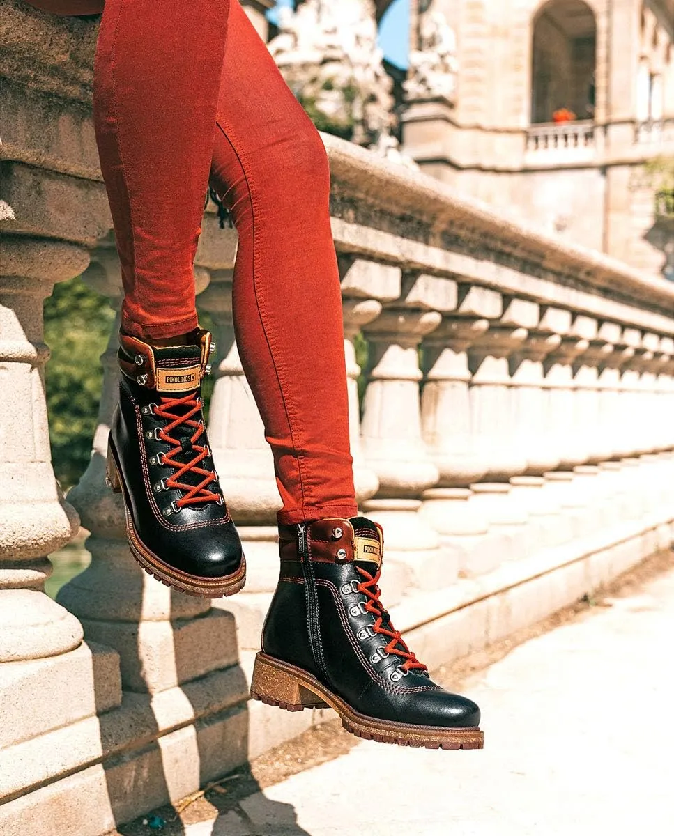 PIKOLINOS Flat Ankle Boots Leather Aspe for Woman