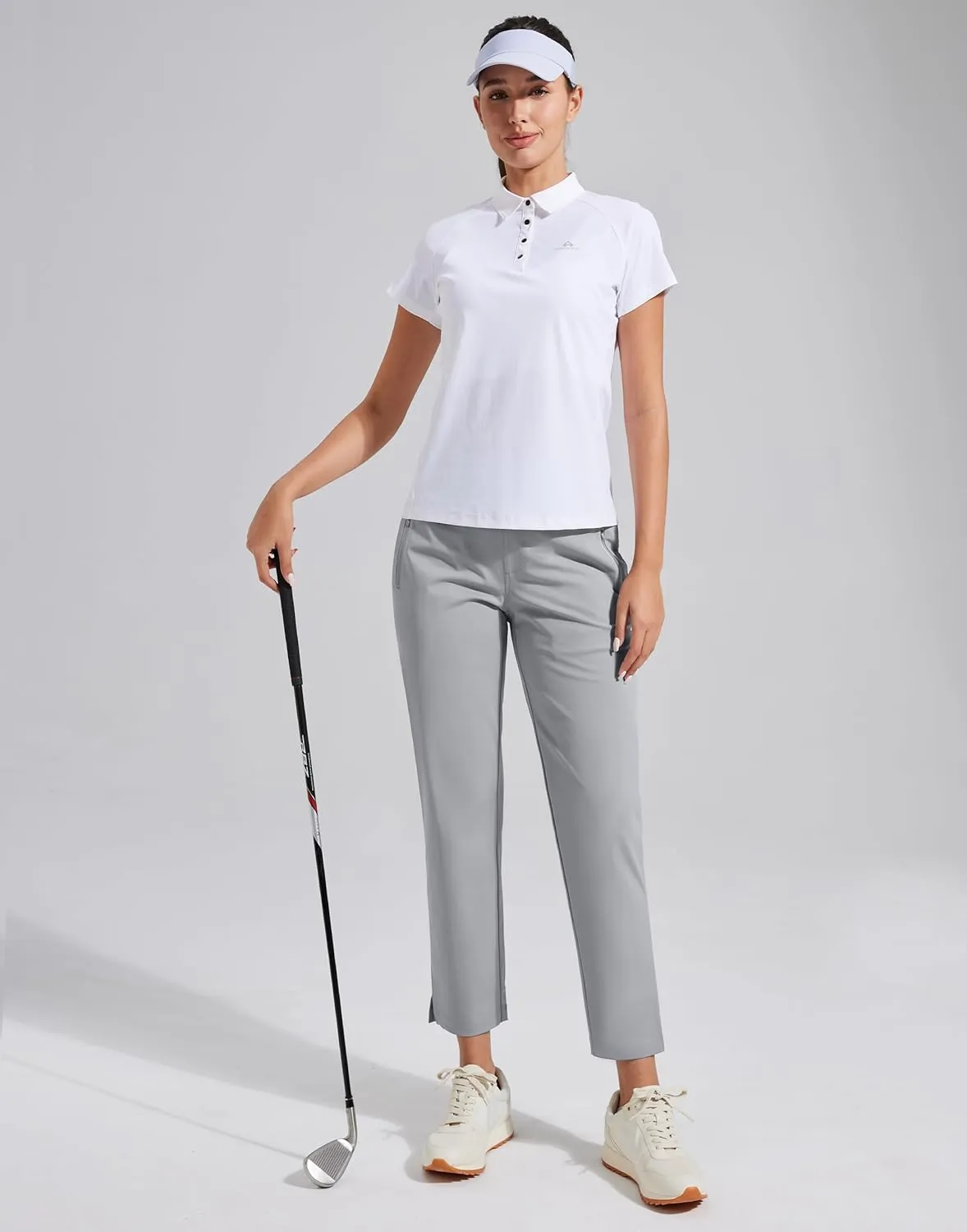 Pioneer Camp Womens Golf Pants with Zip Pockets High Waisted Stretch 7/8 Ankle Dress Work Business Casual Slacks Travel Pants