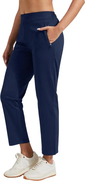 Pioneer Camp Womens Golf Pants with Zip Pockets High Waisted Stretch 7/8 Ankle Dress Work Business Casual Slacks Travel Pants