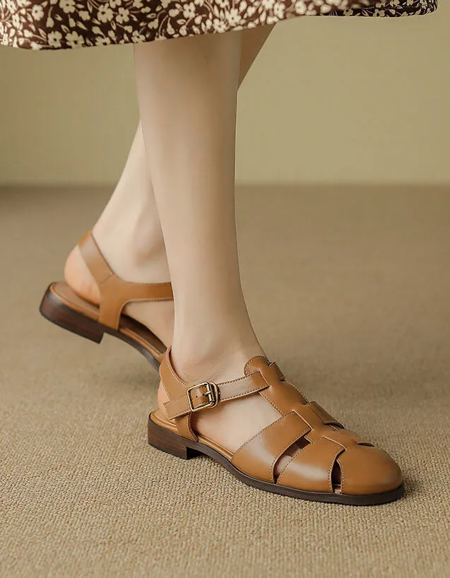 Pointed Toe T-strap Flat Sandals Slingback