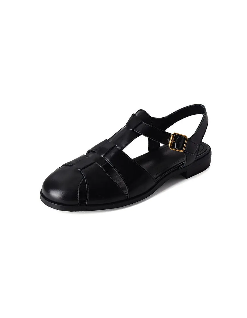 Pointed Toe T-strap Flat Sandals Slingback