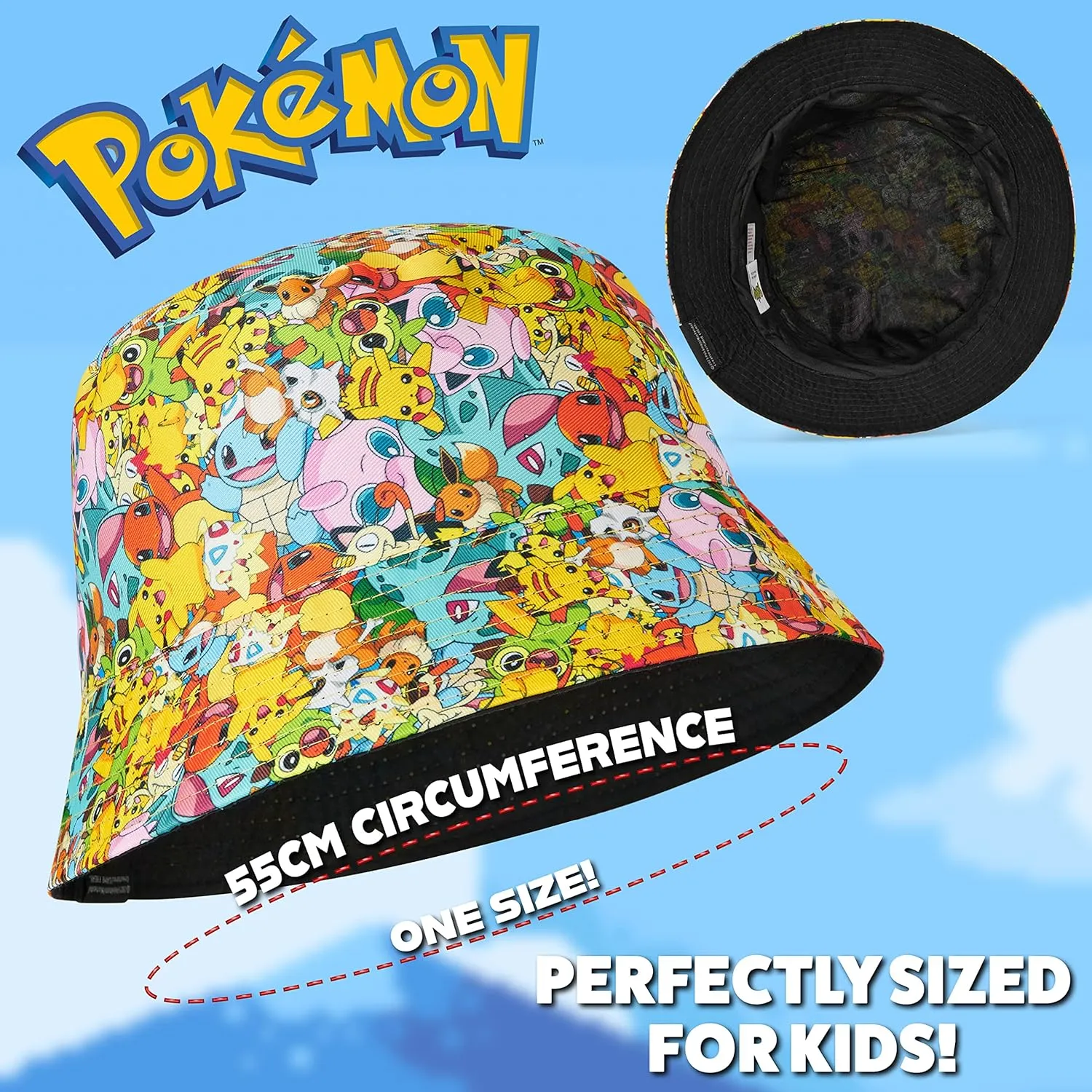 Pokemon Baseball Cap Sunglasses Boys Girls Bucket Hat for Kids Unisex Pikachu Adjustable Strap Summer Accessories