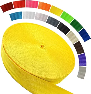 Polyester Webbing Strap 16 Colors – 1"&1.5"&1.9" – 16.5 25 33 55 Yards Heavy Duty Webbing Roll, Flat Webbing Strap for Indoor&Outdoor Gear, Climbing, DIY Crafting, Repairing