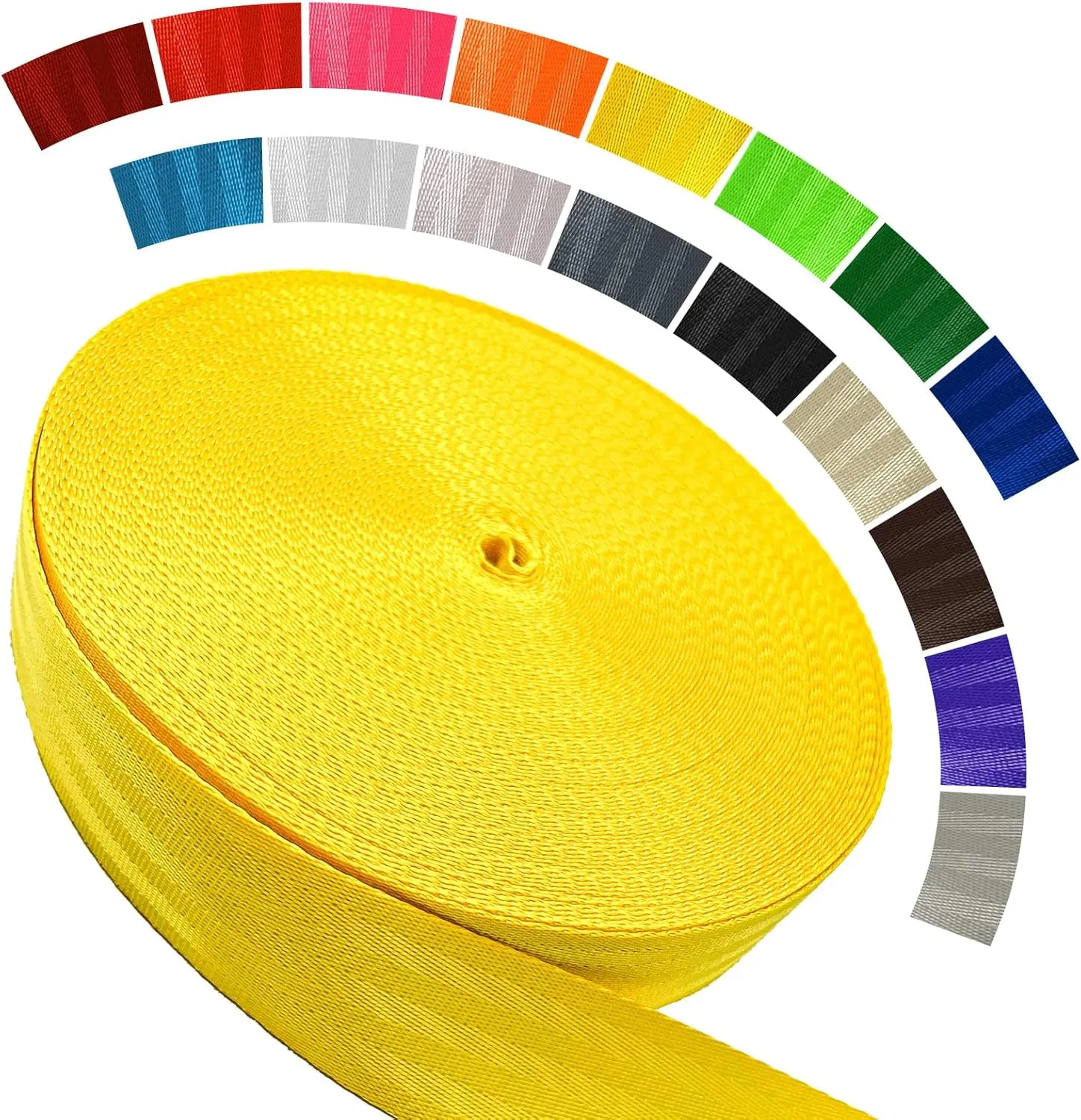 Polyester Webbing Strap 16 Colors – 1"&1.5"&1.9" – 16.5 25 33 55 Yards Heavy Duty Webbing Roll, Flat Webbing Strap for Indoor&Outdoor Gear, Climbing, DIY Crafting, Repairing