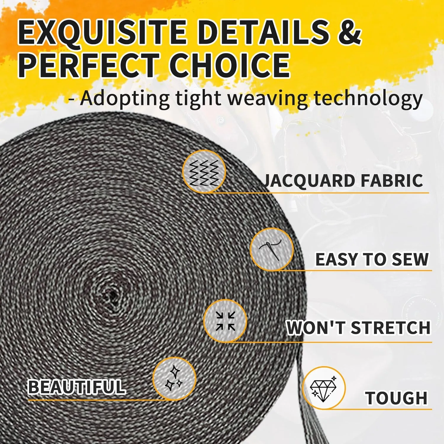 Polypropylene Webbing Strap 3 Colors – 0.9"& 1"& 2" – 25 33Yards Heavy Duty Webbing Roll, Flat Webbing Strap for Indoor&Outdoor Gear, Climbing, DIY Crafting, Repairing