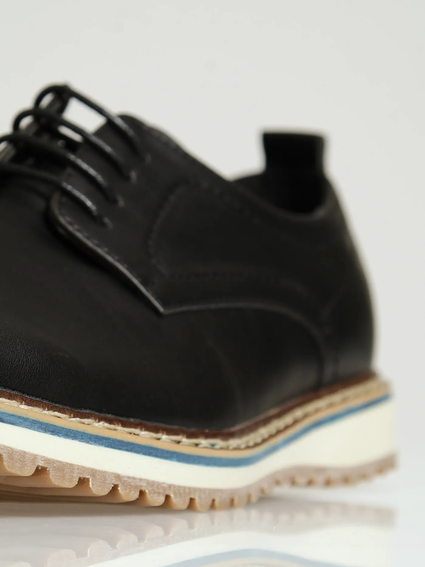 Pu Lace Up Derby - Black