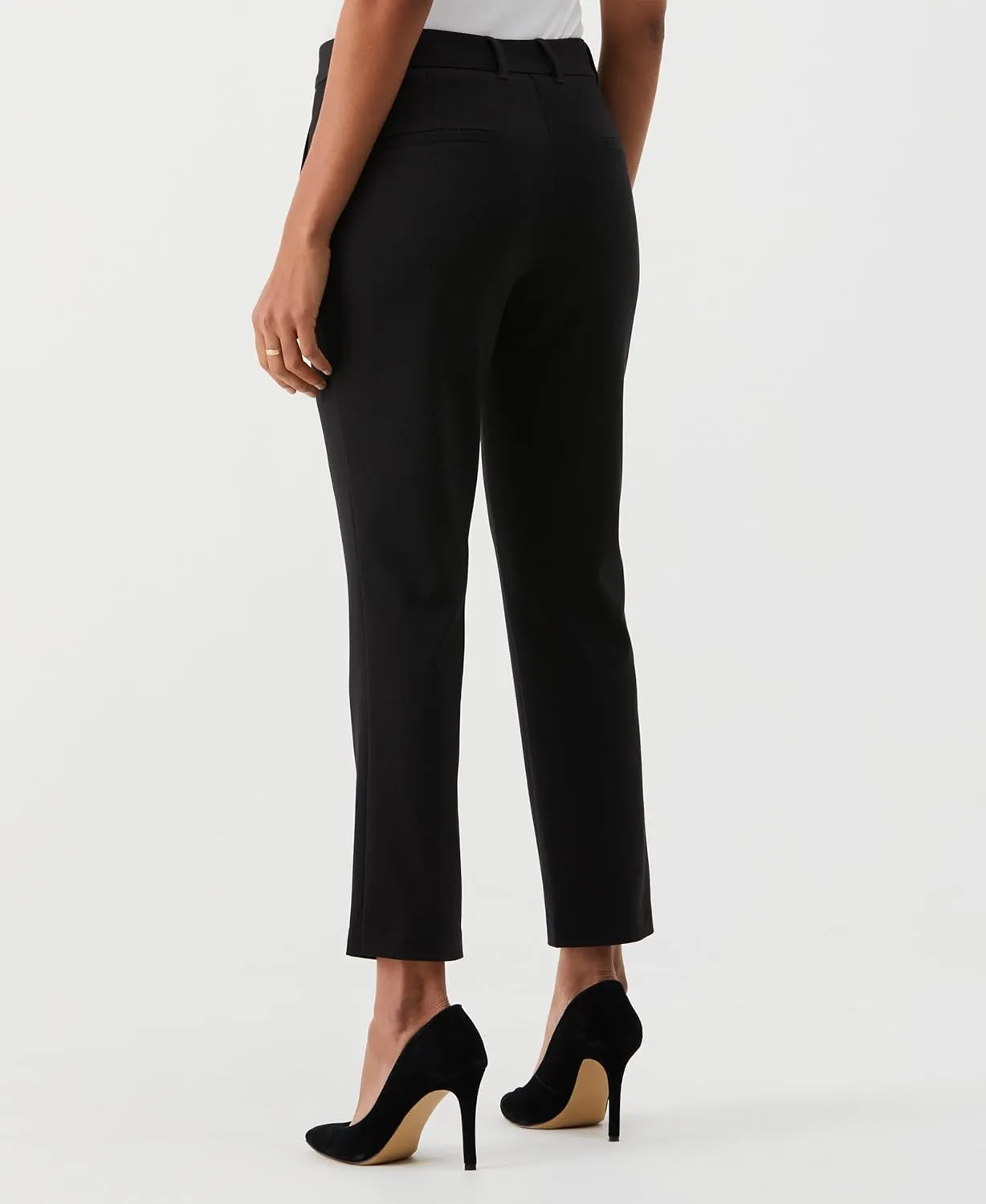 Rafaella Women's 28" Petite Stretch Ankle Pants with Slimming Waist Panel, Soft Gabardine Fabric, Straight Leg Classic Fit