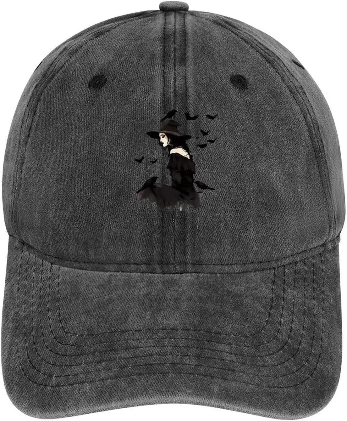 Raven Witch Hawollen Classic Baseball Cap for Men Adjustable Strap Denim Dad Hat