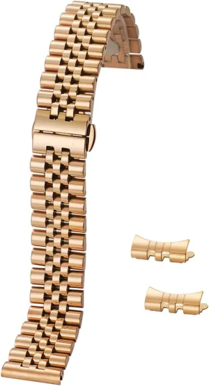 RHAIYAN 12mm 14mm 16mm 18mm 20mm 22mm Stainless Steel Curved End Watch Strap Men Women Butterfly Buckle Solid Bracelet Band Accessories Specific (Color : Rose Gold, Size : 22mm)