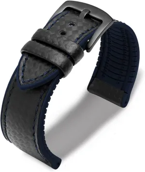 RHAIYAN 18mm 20mm 22mm 24mm Premium-Grade Waterproof Silicone Watch Strap Men Women Rubber Wrist Band Bracelet Accessories Compatible With Omega Specific ( Color : Black-black blue , Size : 20mm )