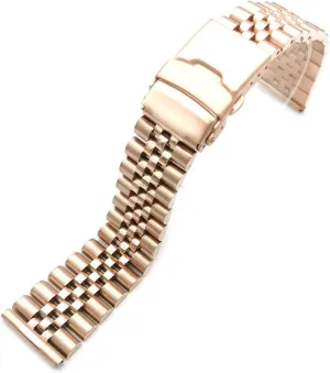 RHAIYAN 20mm 22mm Solid Stainless Steel Watch Band Men Women Metal Folding Buckle Bracelet Accessories Compatible with Seiko Watch Strap Specific (Color : 5b-Rosegold, Size : 22mm)