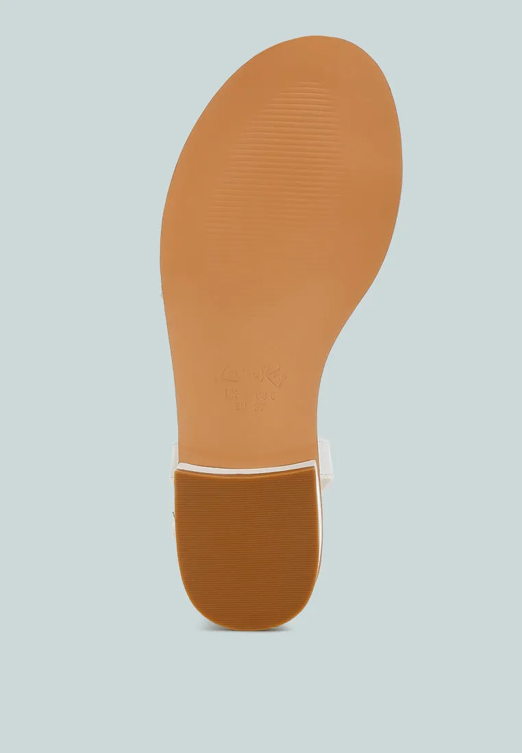 Rhinestone Pearl Detail Flat Sandals By MODE