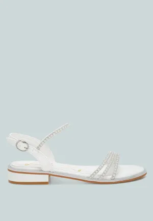 Rhinestone Pearl Detail Flat Sandals By MODE