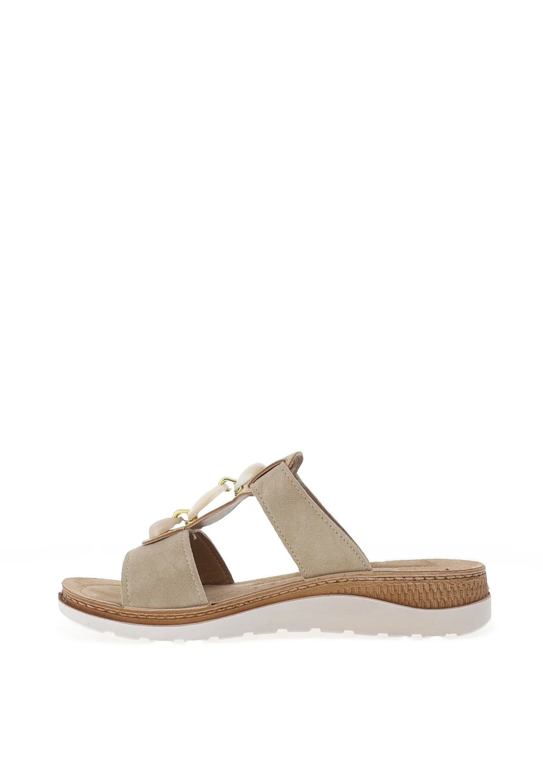 Rohde Womens Leather T-Bar Bead Mule Sandals, Natural