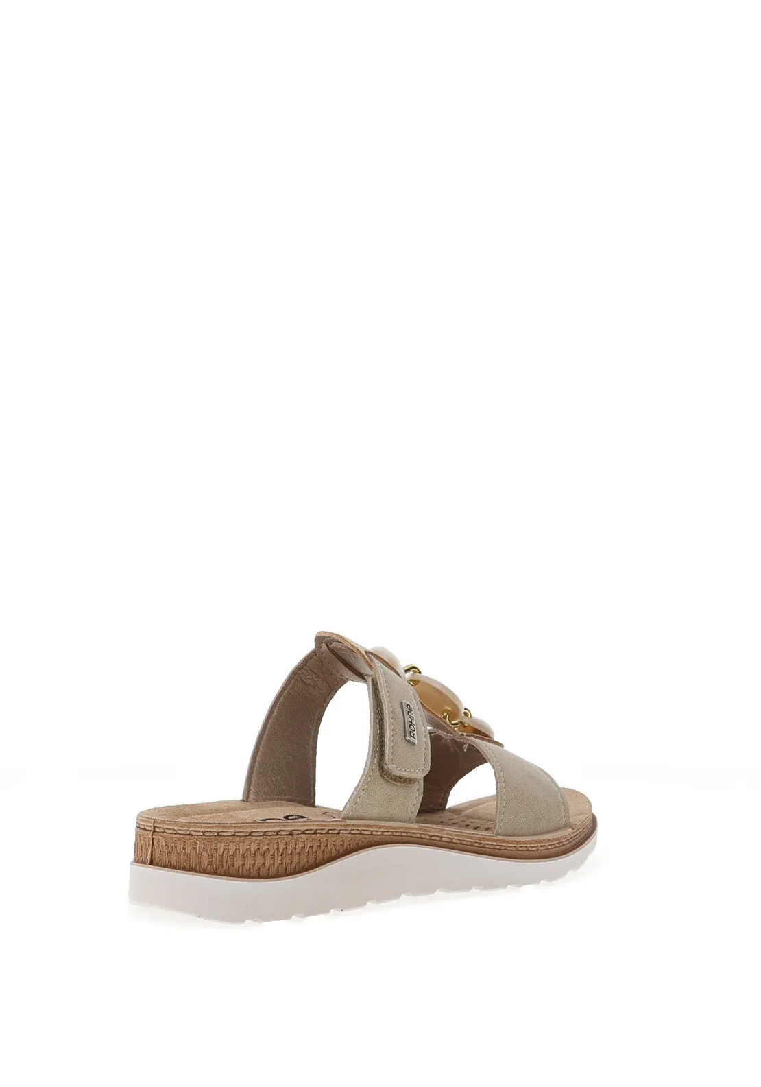 Rohde Womens Leather T-Bar Bead Mule Sandals, Natural