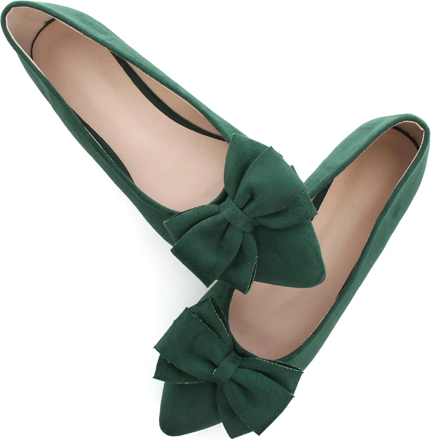 SAILING LU Pointy Toe Ballet Flats for Women with Cute Bowknot Elegant Slip-ons Soft Support Daily Walking Shoes