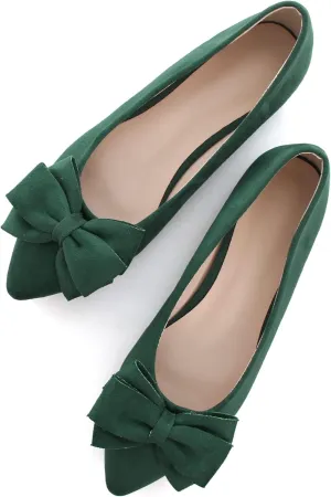 SAILING LU Pointy Toe Ballet Flats for Women with Cute Bowknot Elegant Slip-ons Soft Support Daily Walking Shoes