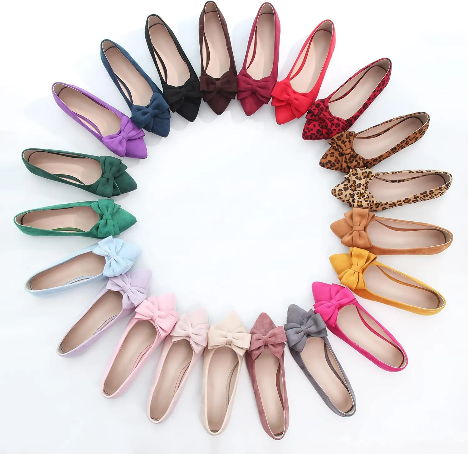 SAILING LU Pointy Toe Ballet Flats for Women with Cute Bowknot Elegant Slip-ons Soft Support Daily Walking Shoes