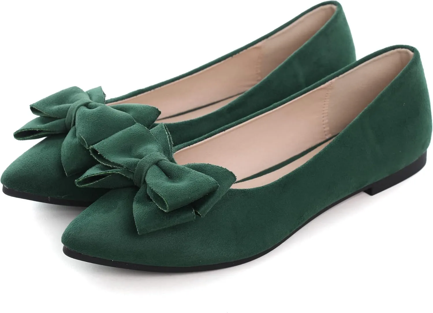 SAILING LU Pointy Toe Ballet Flats for Women with Cute Bowknot Elegant Slip-ons Soft Support Daily Walking Shoes