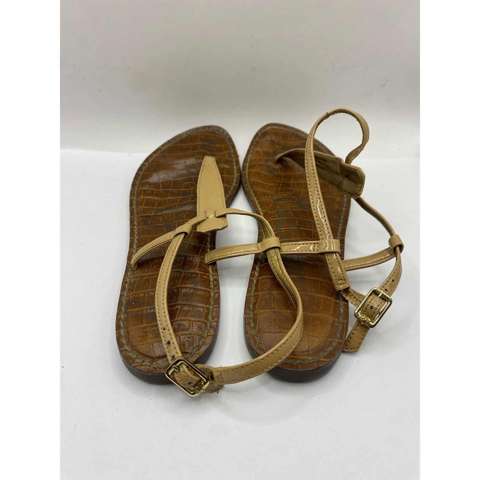 Sam Edelman Tan Leather Flat Sandal Sz 6.5