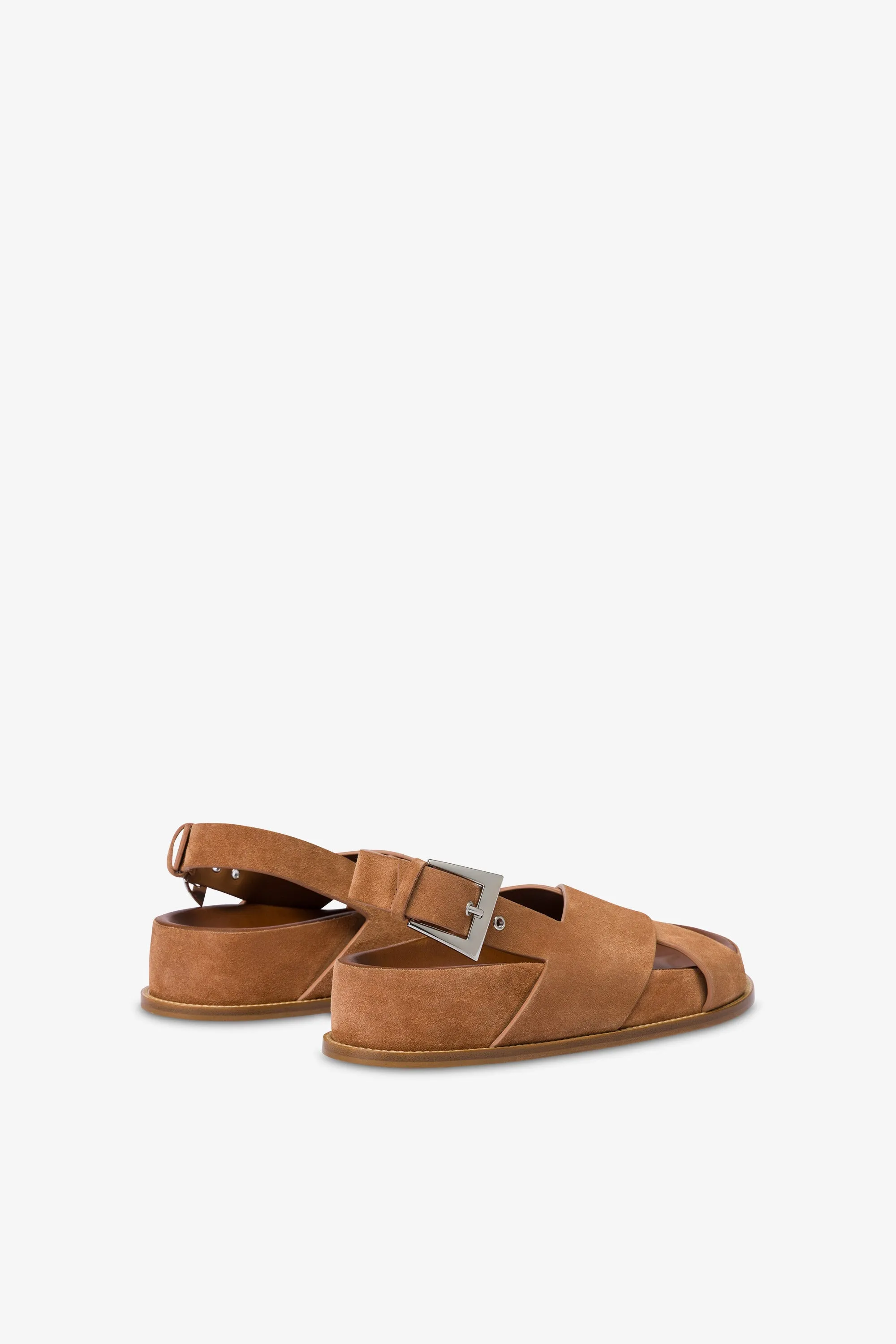 Sandals in terracotta suede leather