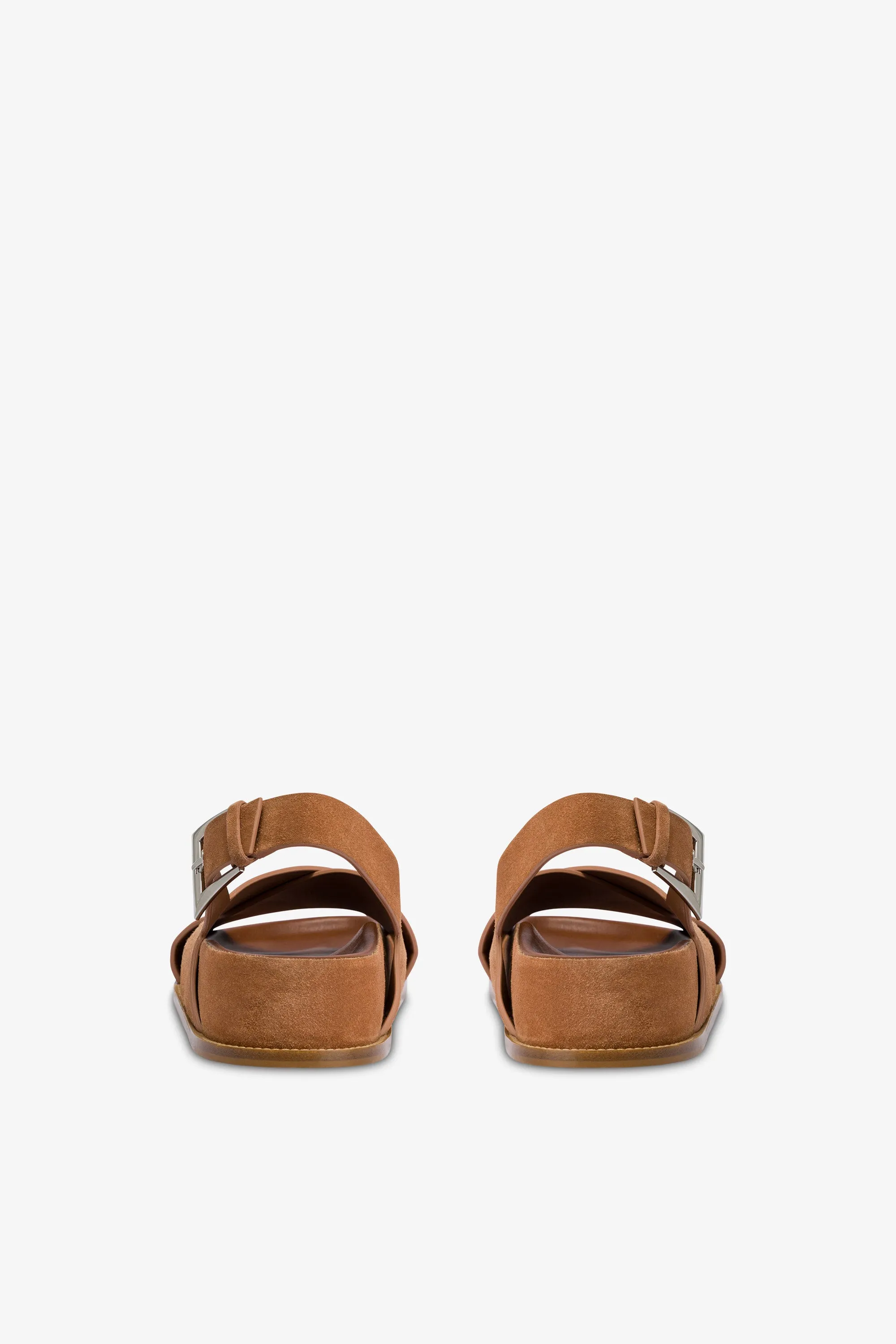 Sandals in terracotta suede leather