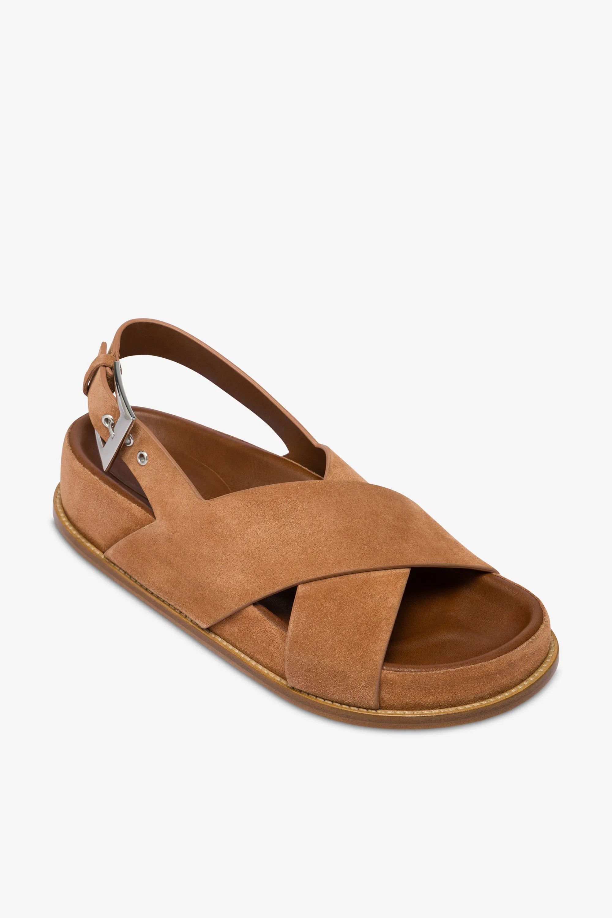 Sandals in terracotta suede leather