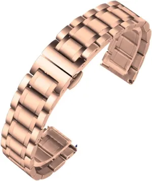 SEVET CAREG Curved End Stainless Steel Watchband Compatible With Tissot 1853 Couturier T035 18mm 22mm 23mm 24mm Watch Band Women Men's Strap Bracelet Durable (Color : Rose Gold-Flat, Size : 24mm)