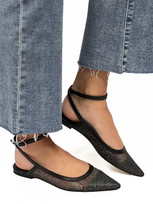 SHEER GLITTER JULES FLAT in Black