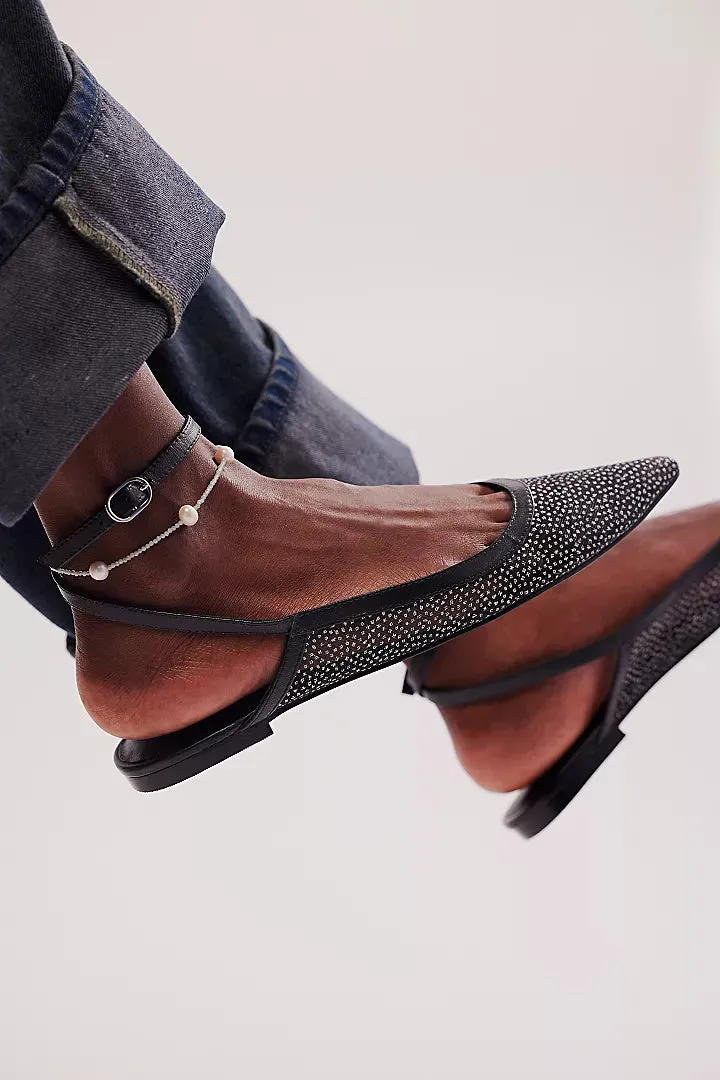 SHEER GLITTER JULES FLAT in Black