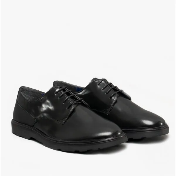 Silver Street London RUSKIN Mens Leather Derby Shoes Black