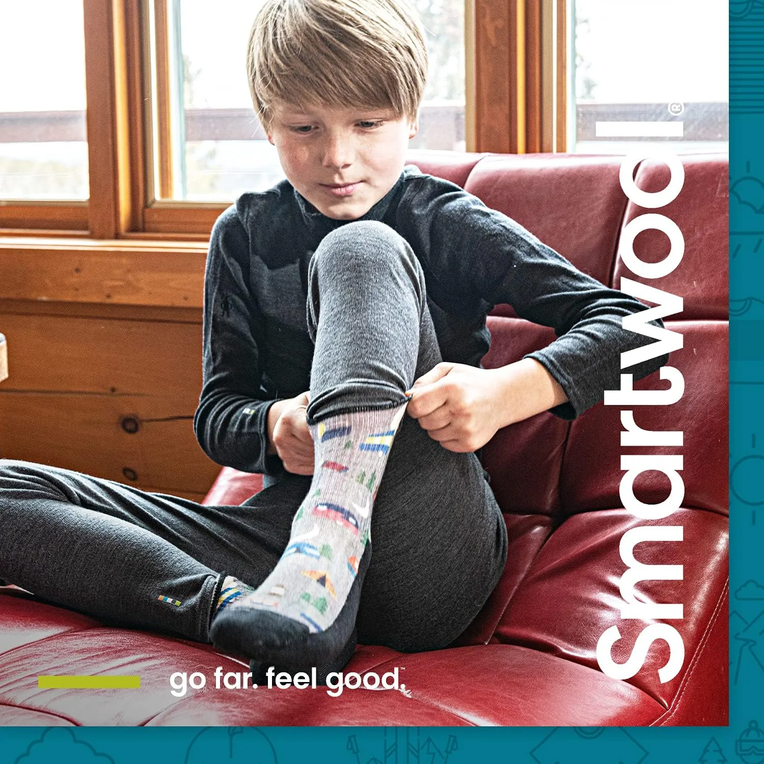Smartwool Boys Light Cushion Hiking Bear Crew Socks (Toddler/Little Big Kid)
