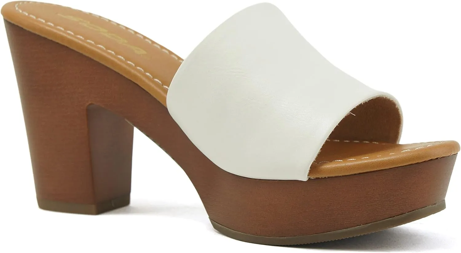Soda Womens Sunkist Slip On Heeled Platform Sandal