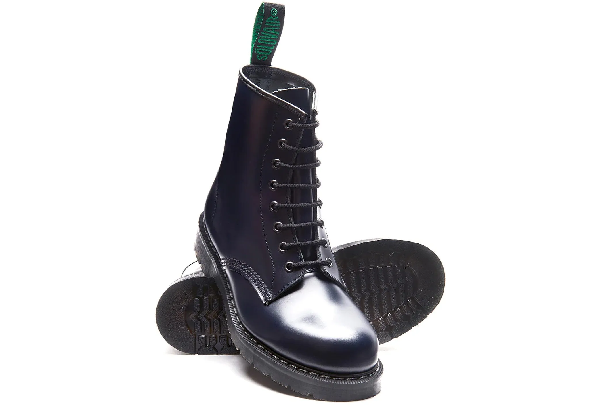 Solovair 8 Eye Derby Boot - Navy Hi-Shine