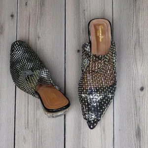 Sparkling Situation Black net Flat Swarovski Crystals Sandal