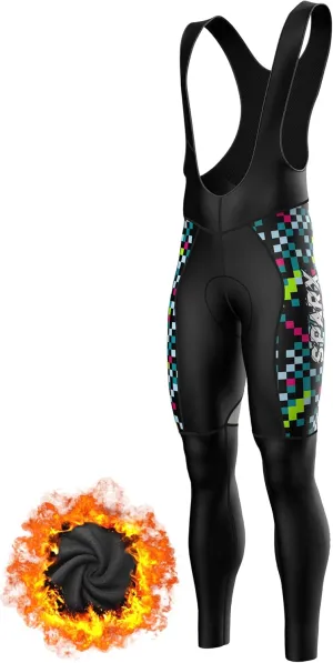 Sparx Men Winter Cycling Thermal Roubaix Bib Tights Padded Bib Pants High Viz Bike Leggings