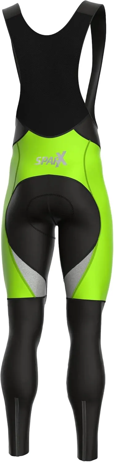 Sparx Men Winter Cycling Thermal Roubaix Bib Tights Padded Bib Pants High Viz Bike Leggings