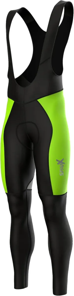 Sparx Men Winter Cycling Thermal Roubaix Bib Tights Padded Bib Pants High Viz Bike Leggings