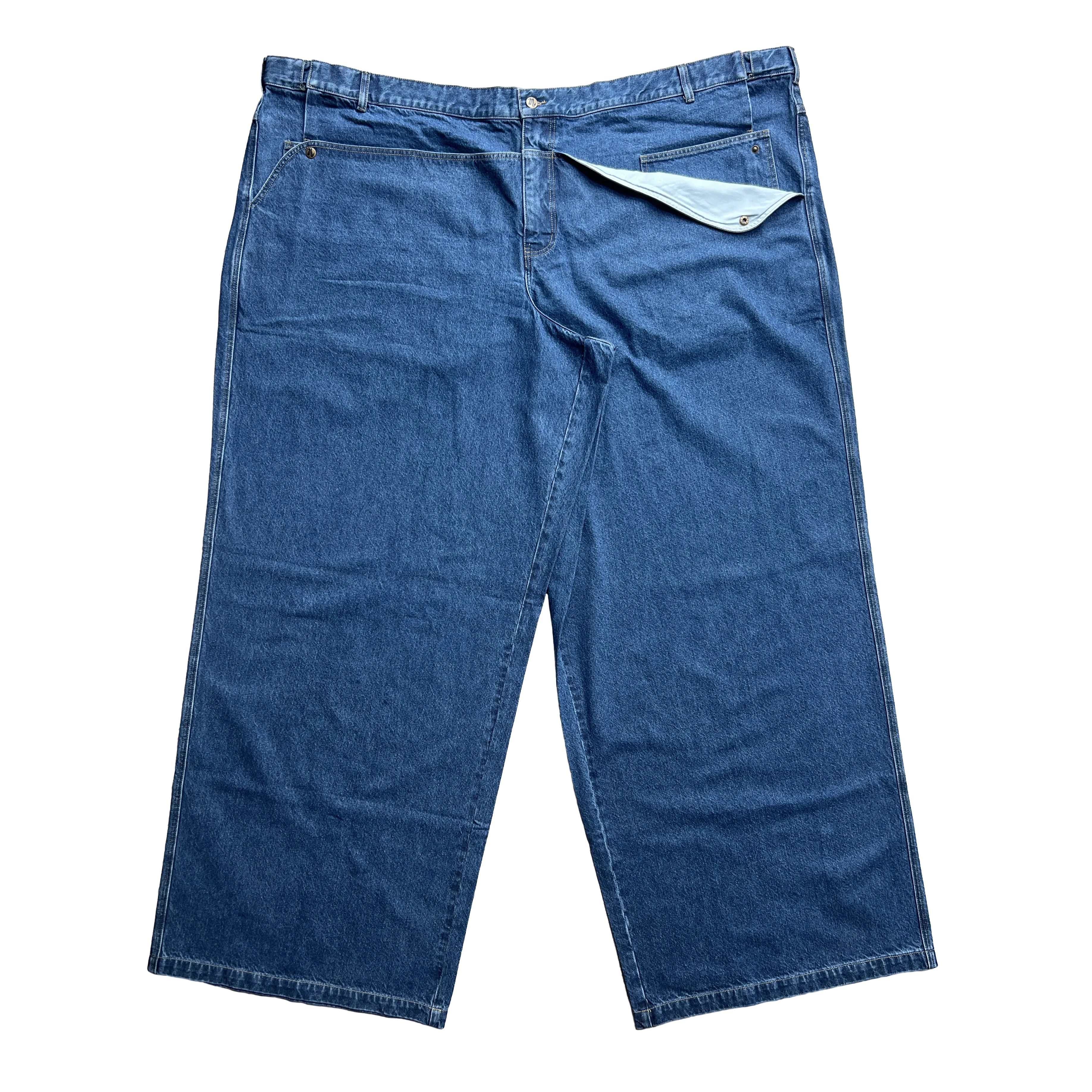 Straight Mule Ear Denim Pants