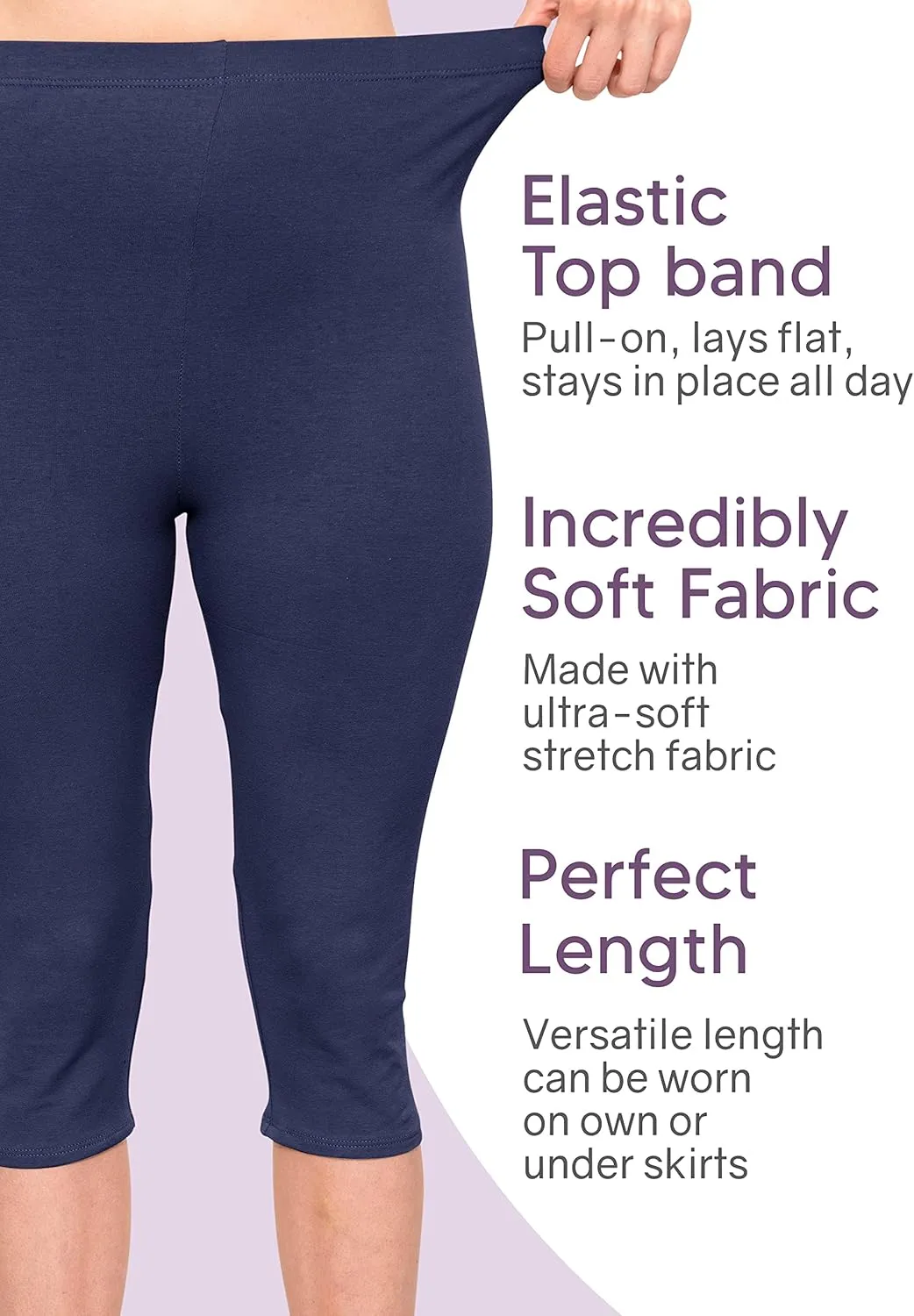 STRETCH IS COMFORT Women's and Plus Size High Rise Knee and Ankle Leggings