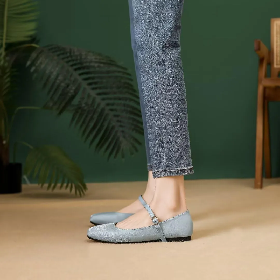 Stunner Women's Retro Square Toe Mary Jane Flats Comfortable One Line Strap Flats