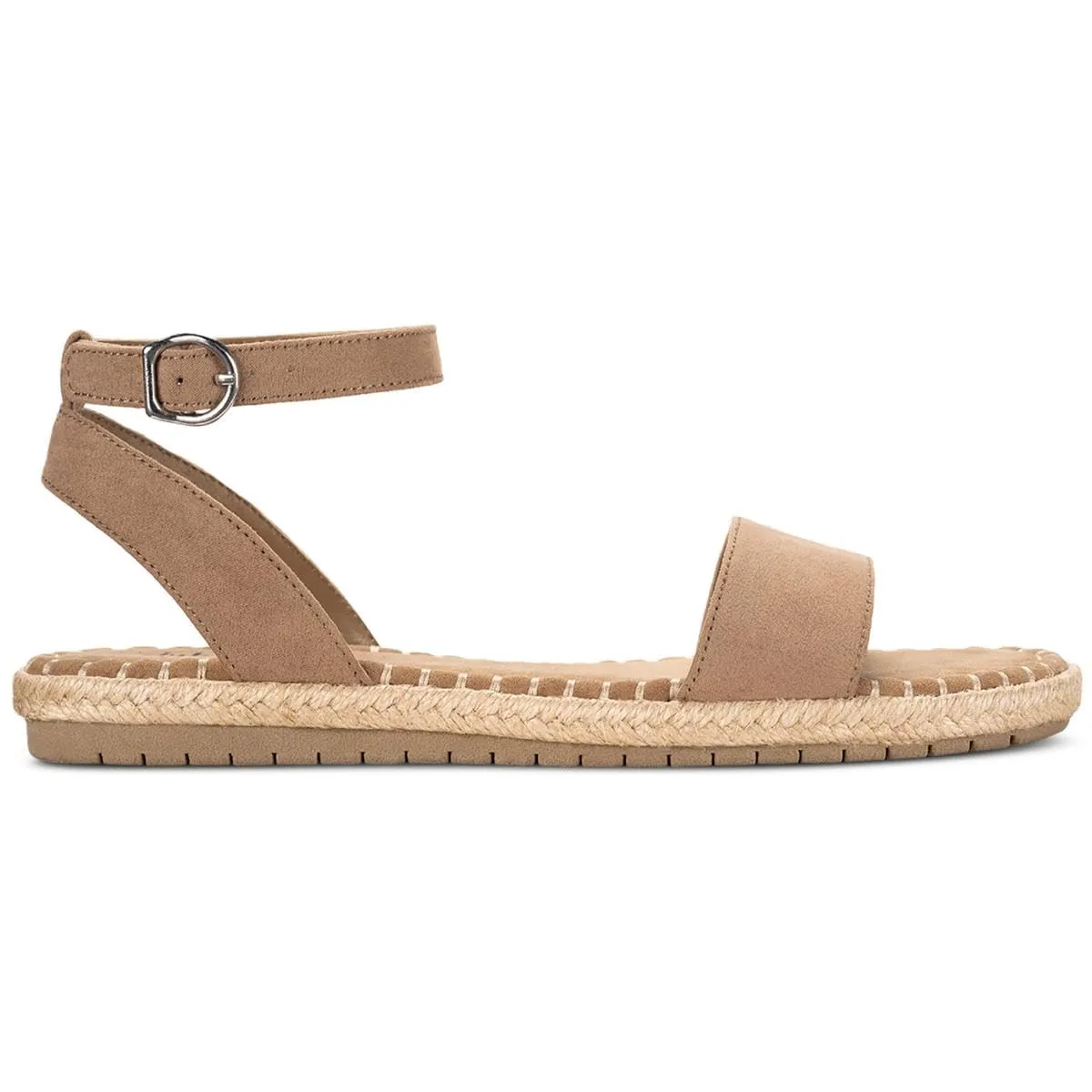 Style & Co. Womens Peggyy Faux Suede Flat Ankle Strap Taupe 9 Medium (B,M)