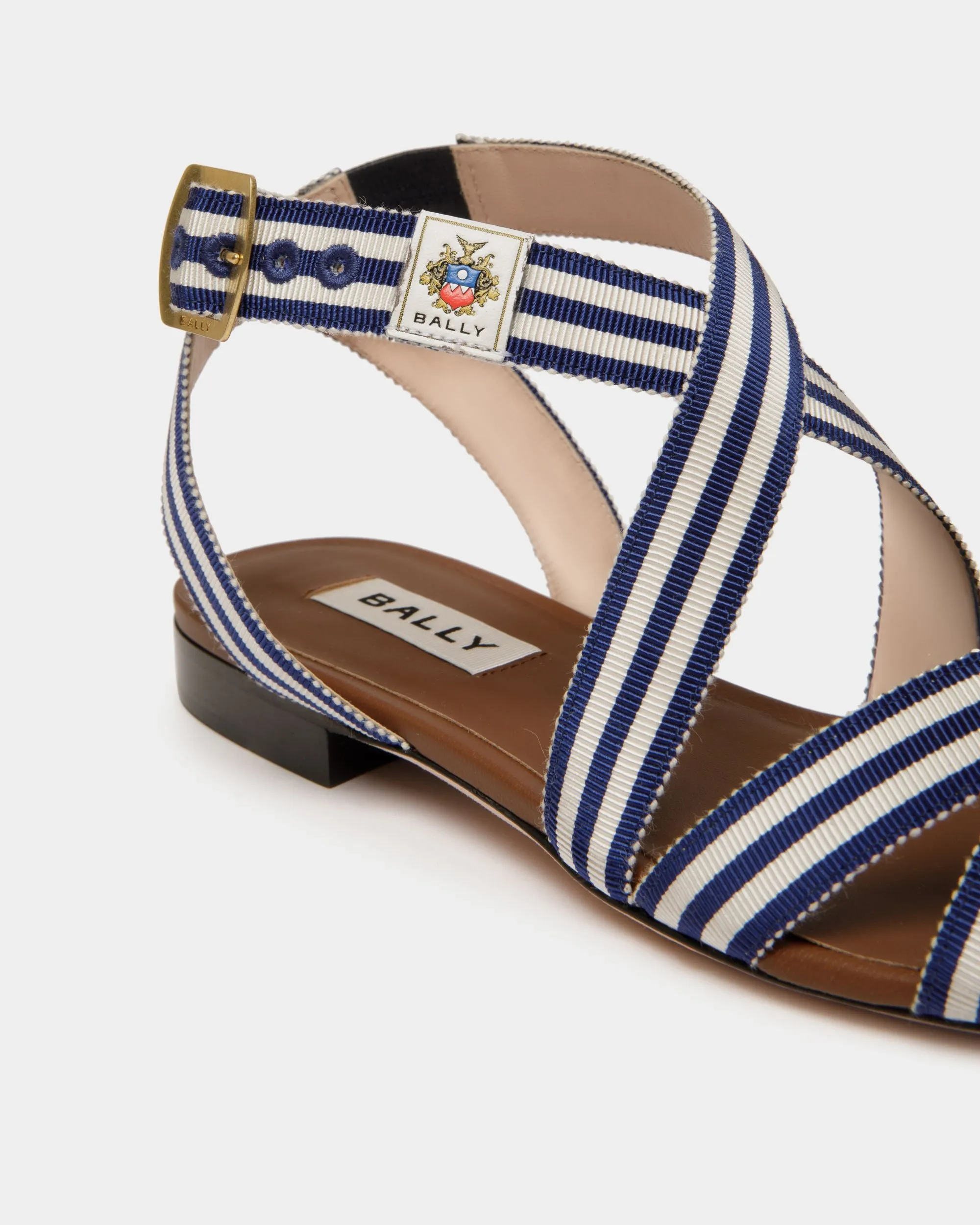 Sylt Flat Sandal in Navy Blue Fabric