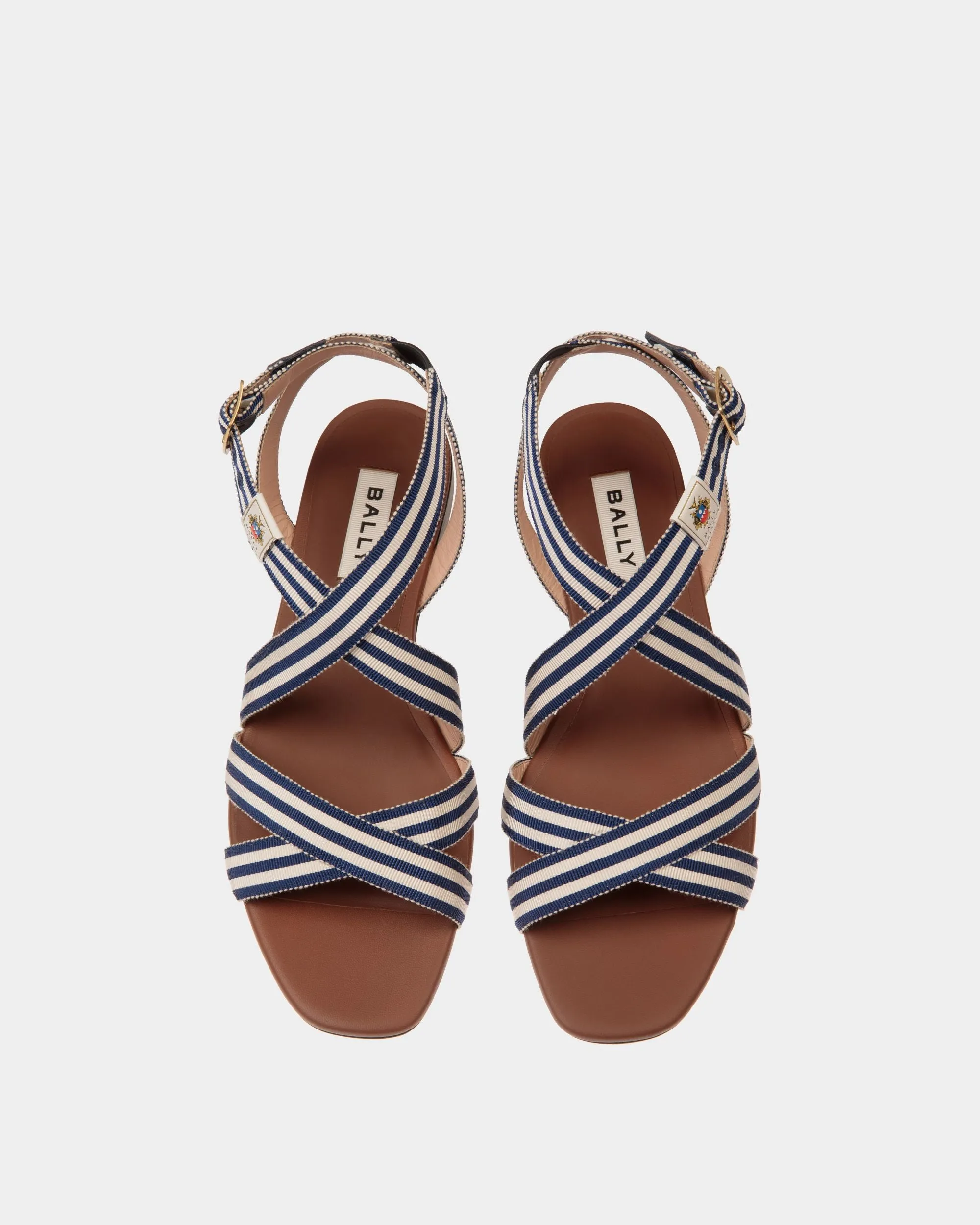 Sylt Flat Sandal in Navy Blue Fabric