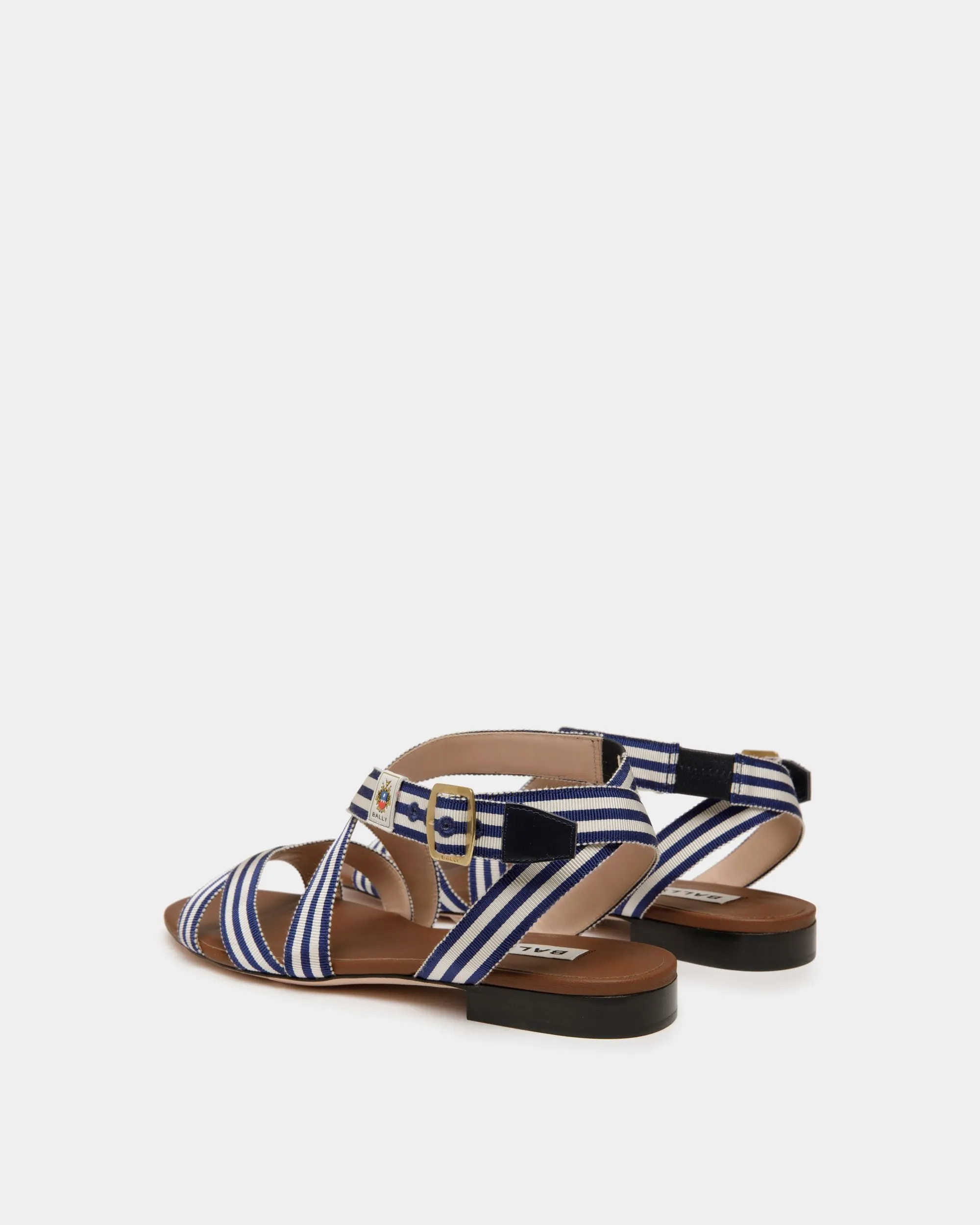 Sylt Flat Sandal in Navy Blue Fabric