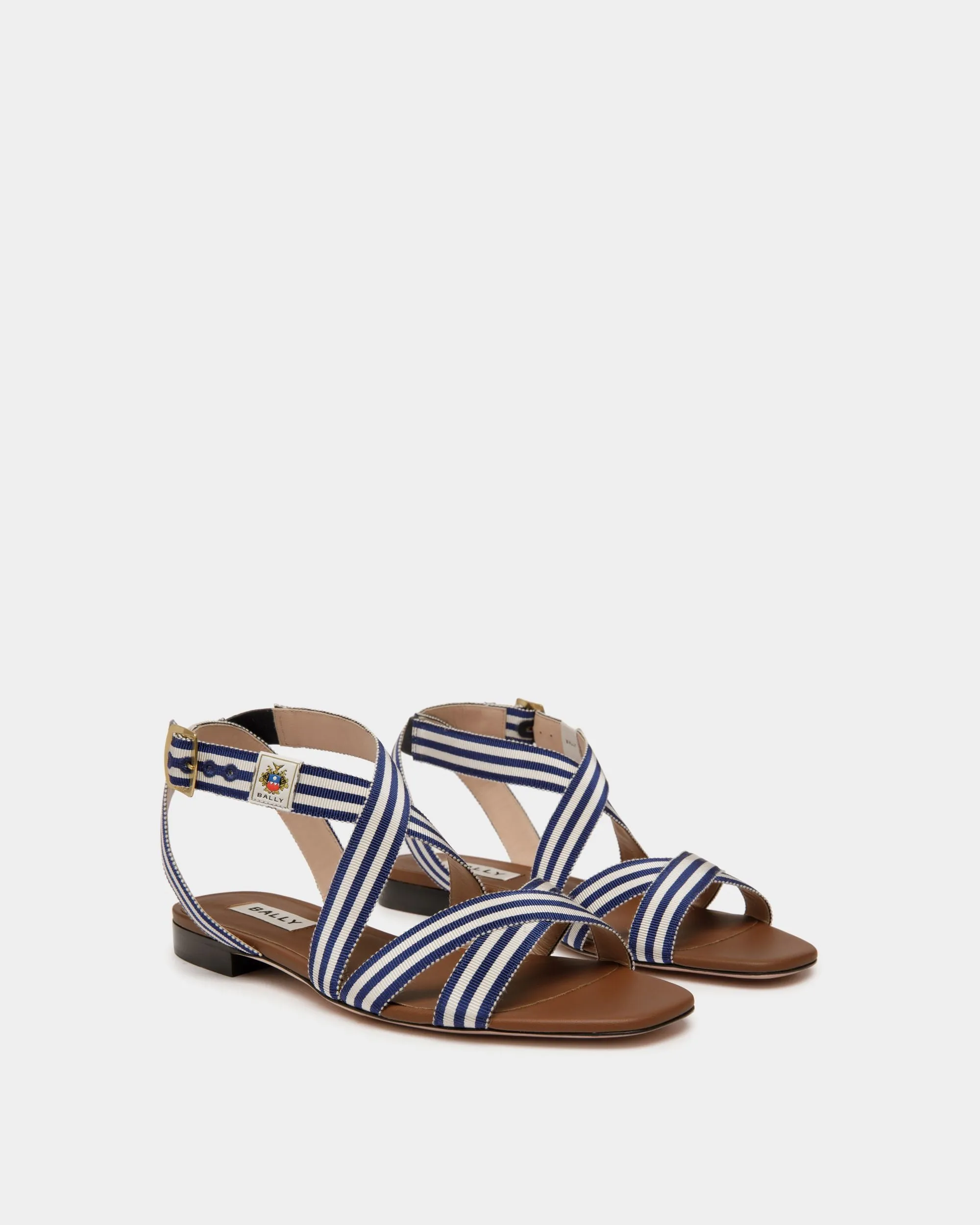 Sylt Flat Sandal in Navy Blue Fabric