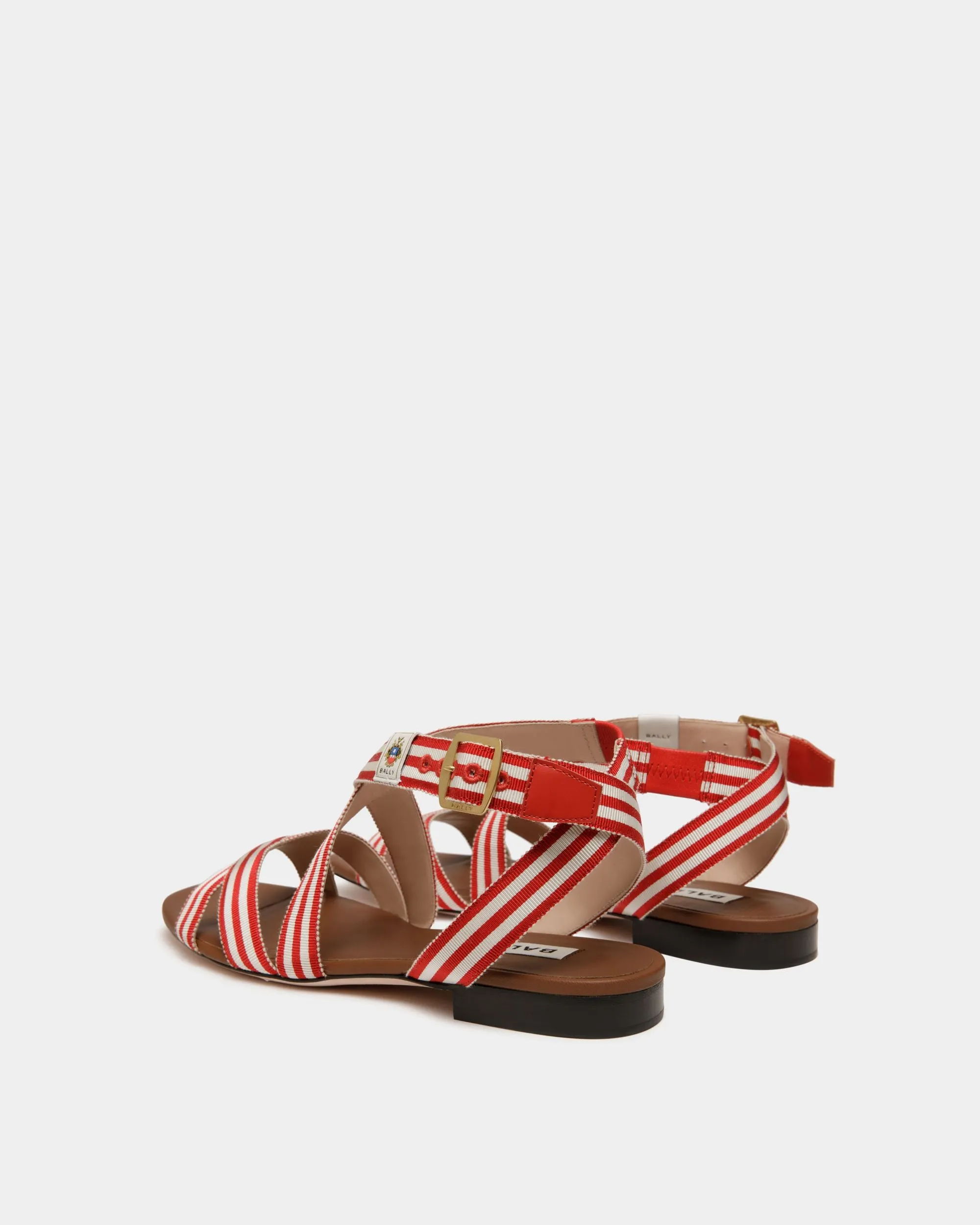 Sylt Flat Sandal in Red Fabric