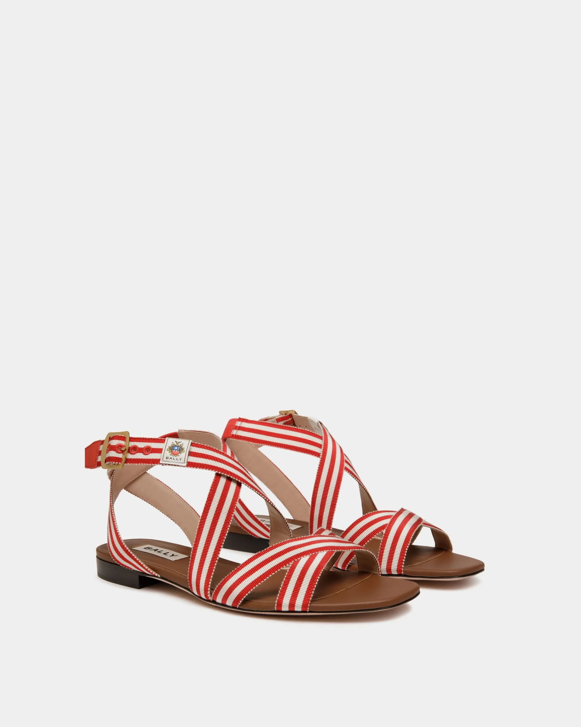 Sylt Flat Sandal in Red Fabric